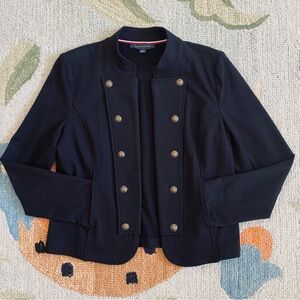 Tommy Hilfiger I Solid Black Military Open Front Band Jacket